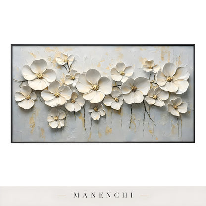 Ivory Petal Grace - original hand-painted abstract painting by Manenchi