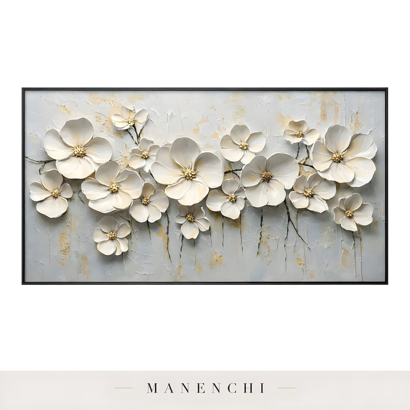 Ivory Petal Grace - original hand-painted abstract painting by Manenchi