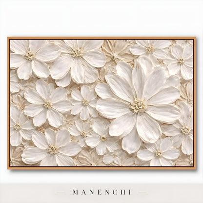 Close-up detail of the textured brushwork in Ivory Petal Heirloom