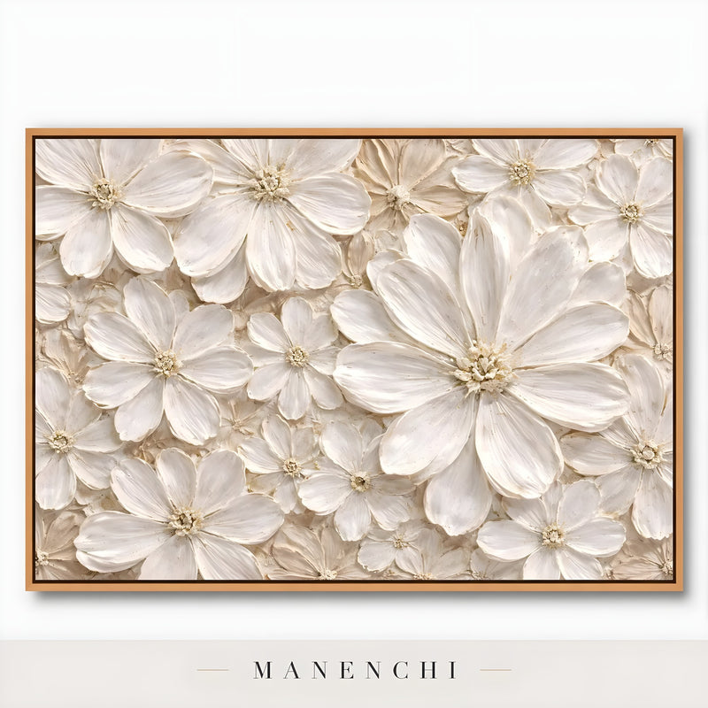Close-up detail of the textured brushwork in Ivory Petal Heirloom