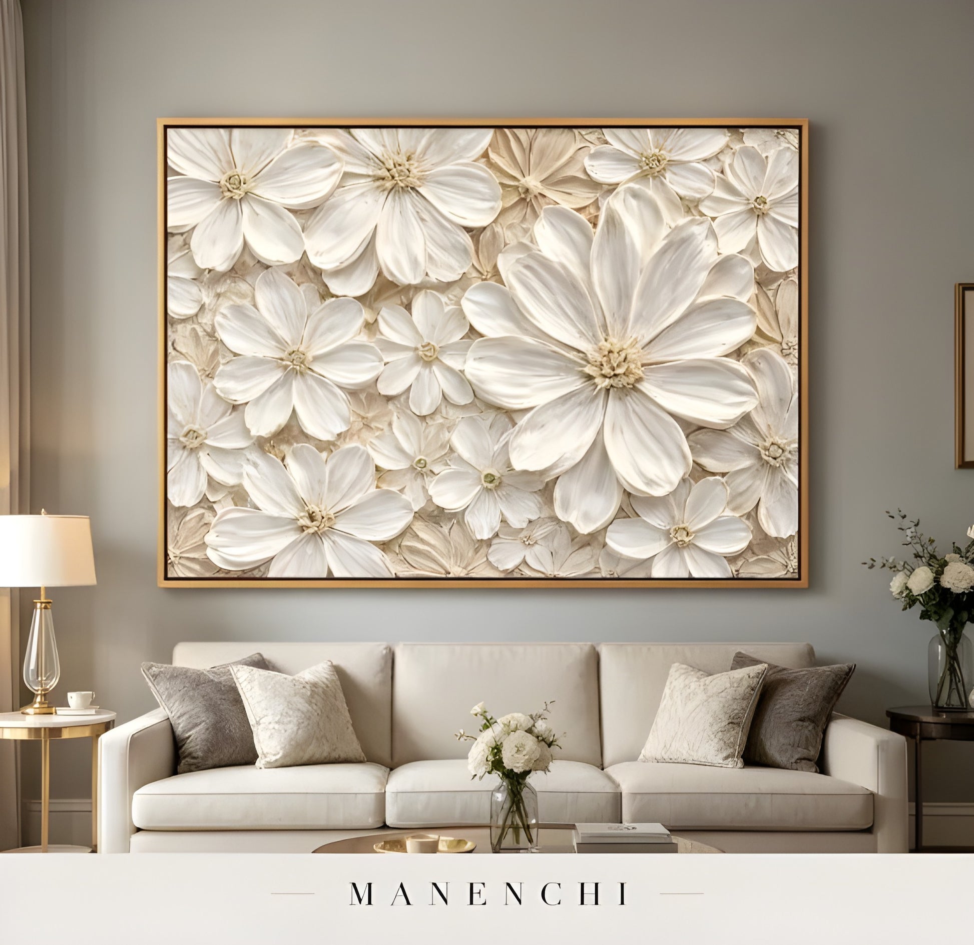 Ivory Petal Heirloom - original hand-painted abstract painting by Manenchi