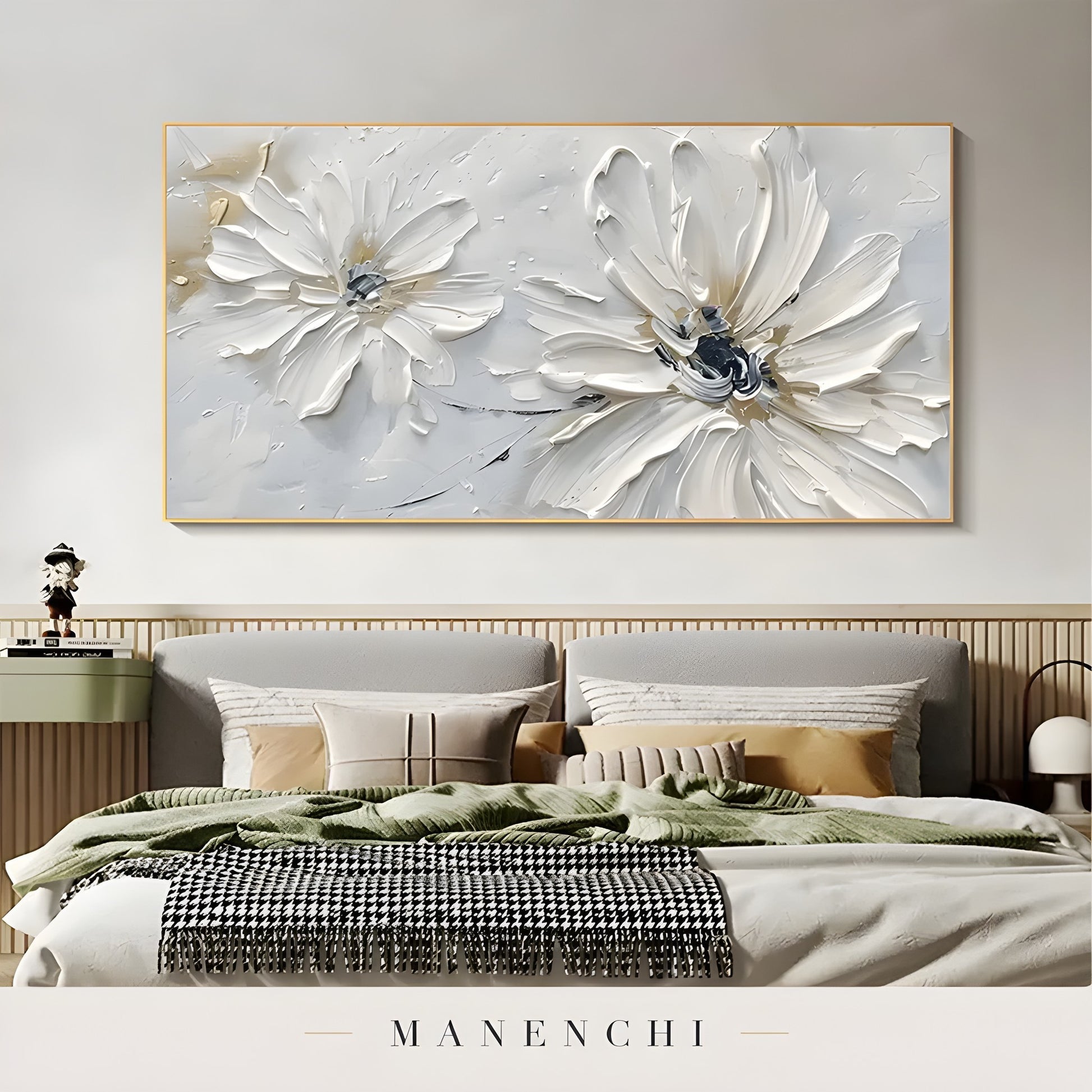 Ivory Petal Serenity - original hand-painted abstract painting by Manenchi