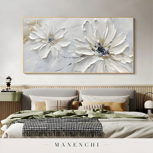 Ivory Petal Serenity - original hand-painted abstract painting by Manenchi