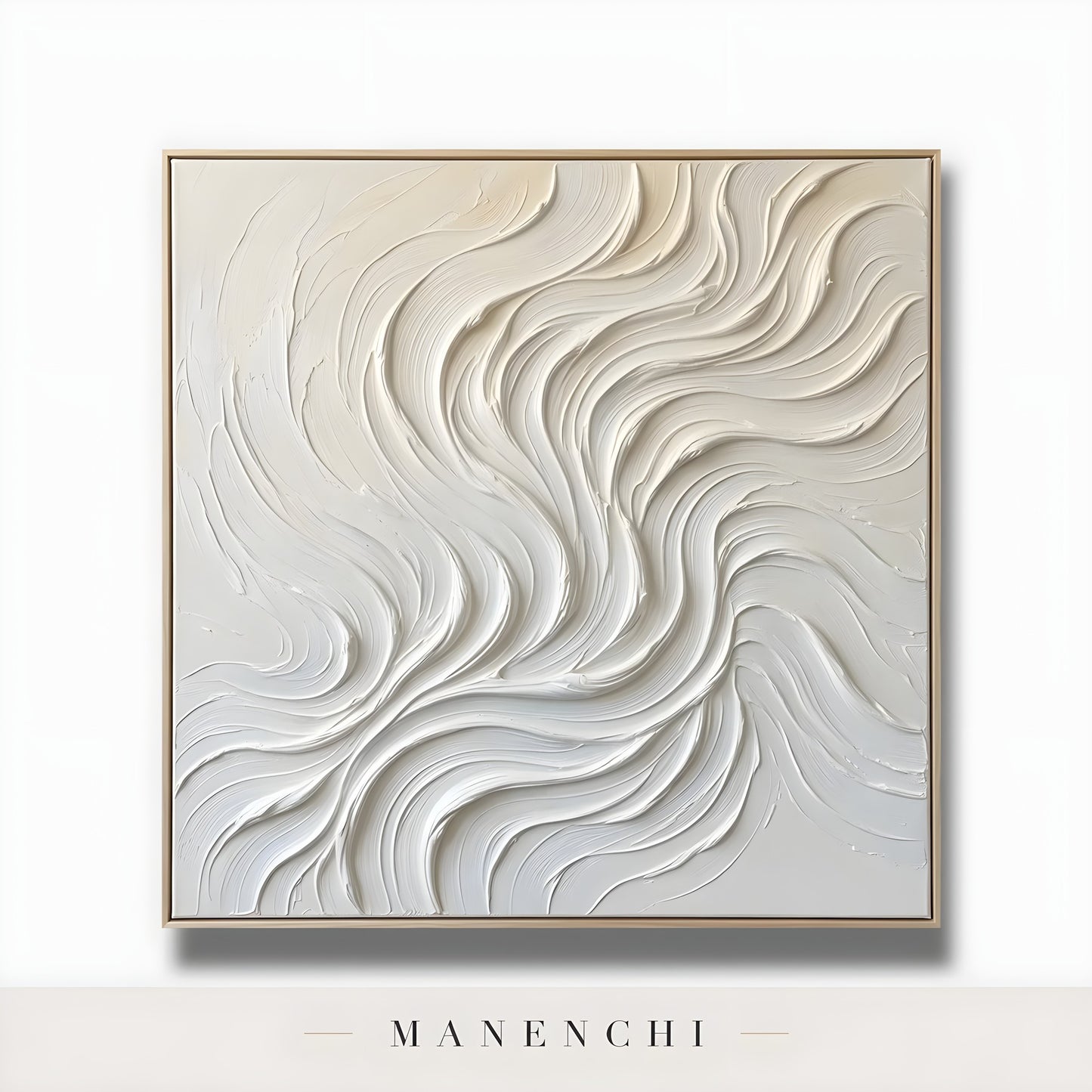 Close-up detail of the textured brushwork in Ivory Sculptural Current