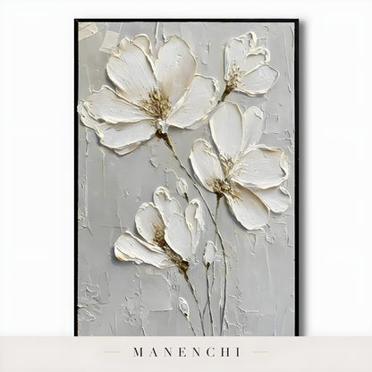 Ivory Sculptural Florals abstract painting displayed in original painting print
