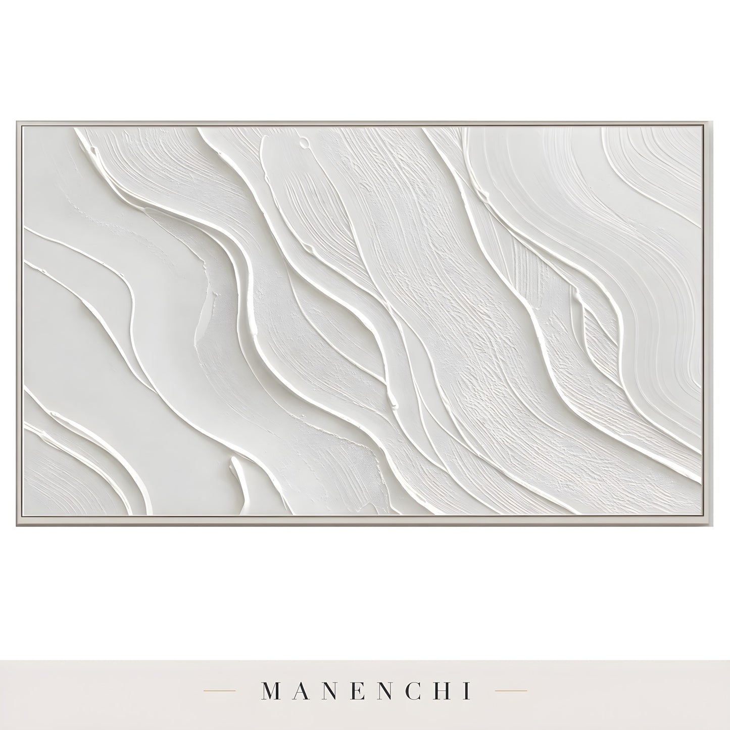 Close-up detail of the textured brushwork in Ivory Sculptural Flow
