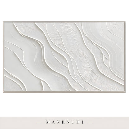 Close-up detail of the textured brushwork in Ivory Sculptural Flow