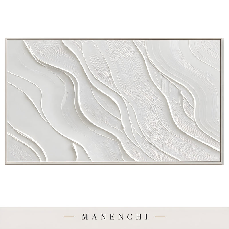 Close-up detail of the textured brushwork in Ivory Sculptural Flow