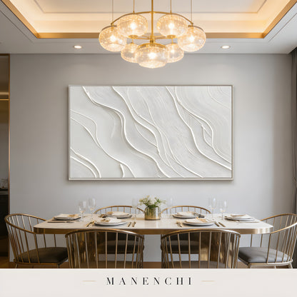 Ivory Sculptural Flow - original hand-painted abstract painting by Manenchi