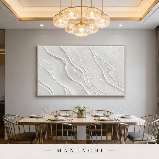 Ivory Sculptural Flow - original hand-painted abstract painting by Manenchi