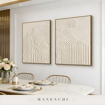 Ivory Sculptural Resonance - original hand-painted abstract painting by Manenchi