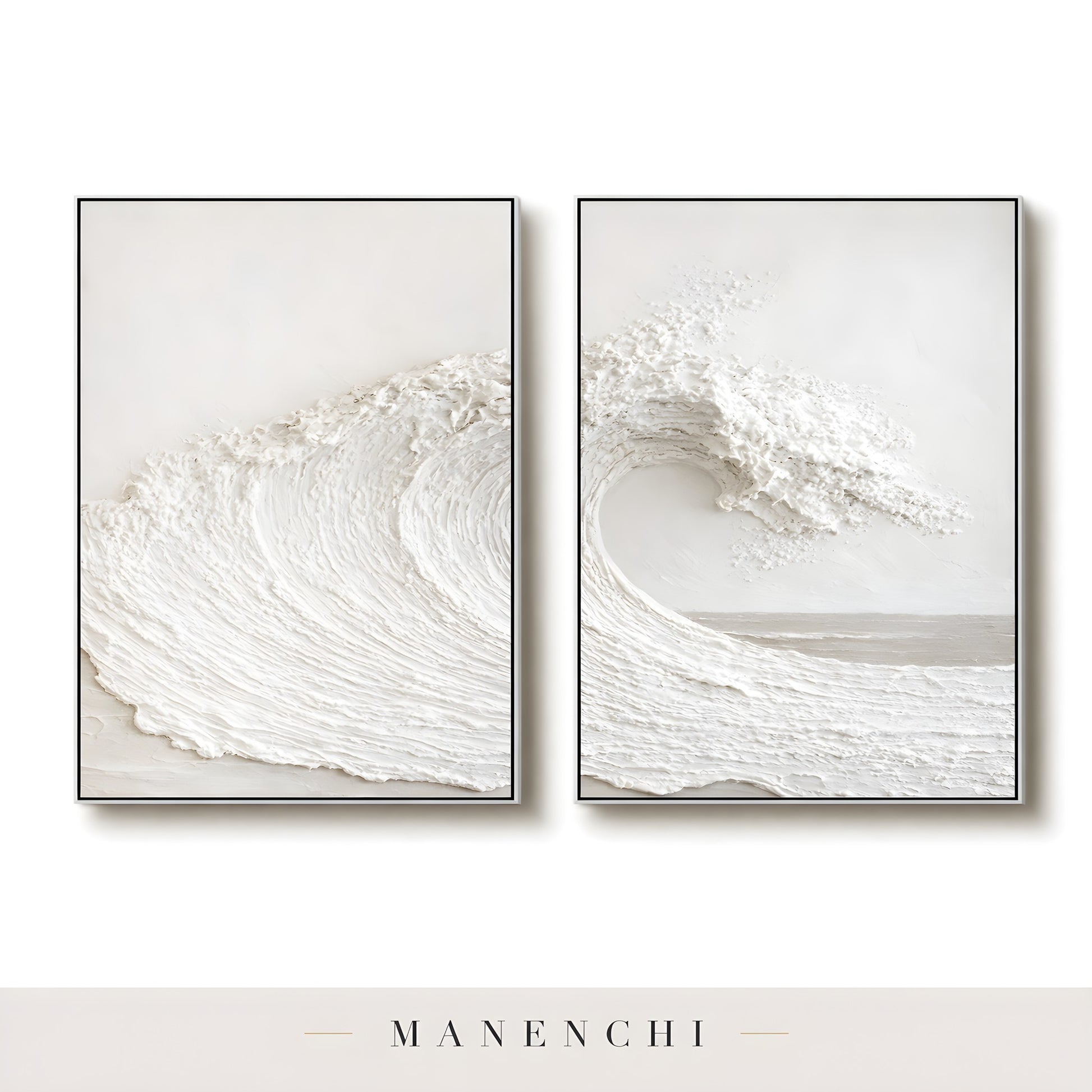 Ivory Sculptural Surge - original hand-painted abstract painting by Manenchi