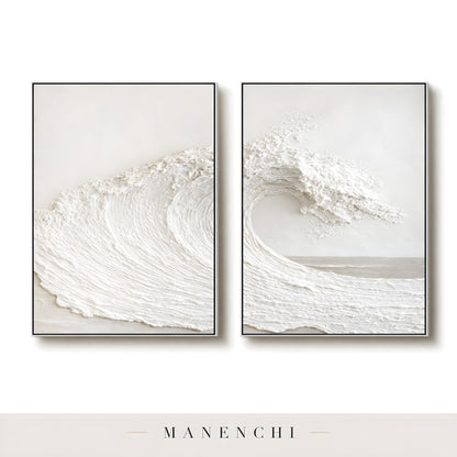 Ivory Sculptural Surge - original hand-painted abstract painting by Manenchi