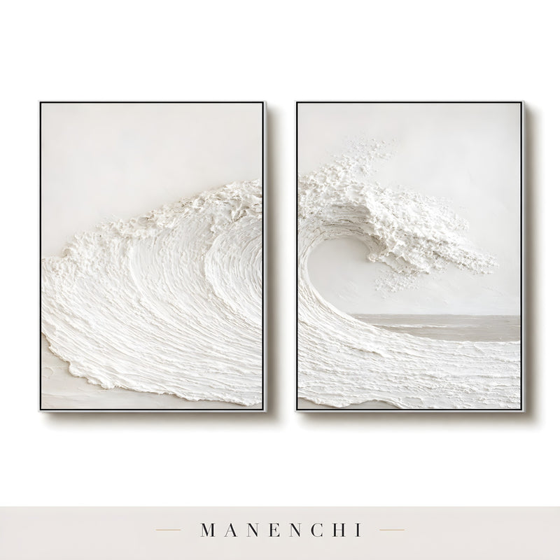 Ivory Sculptural Surge - original hand-painted abstract painting by Manenchi
