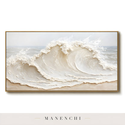 Ivory Tidal Majesty - original hand-painted abstract painting by Manenchi