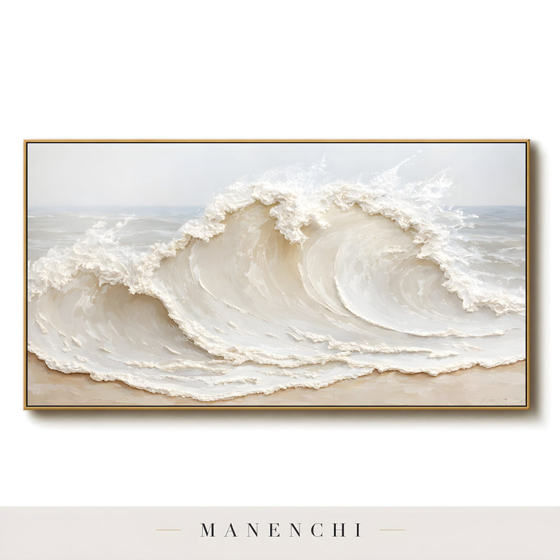 Ivory Tidal Majesty - original hand-painted abstract painting by Manenchi