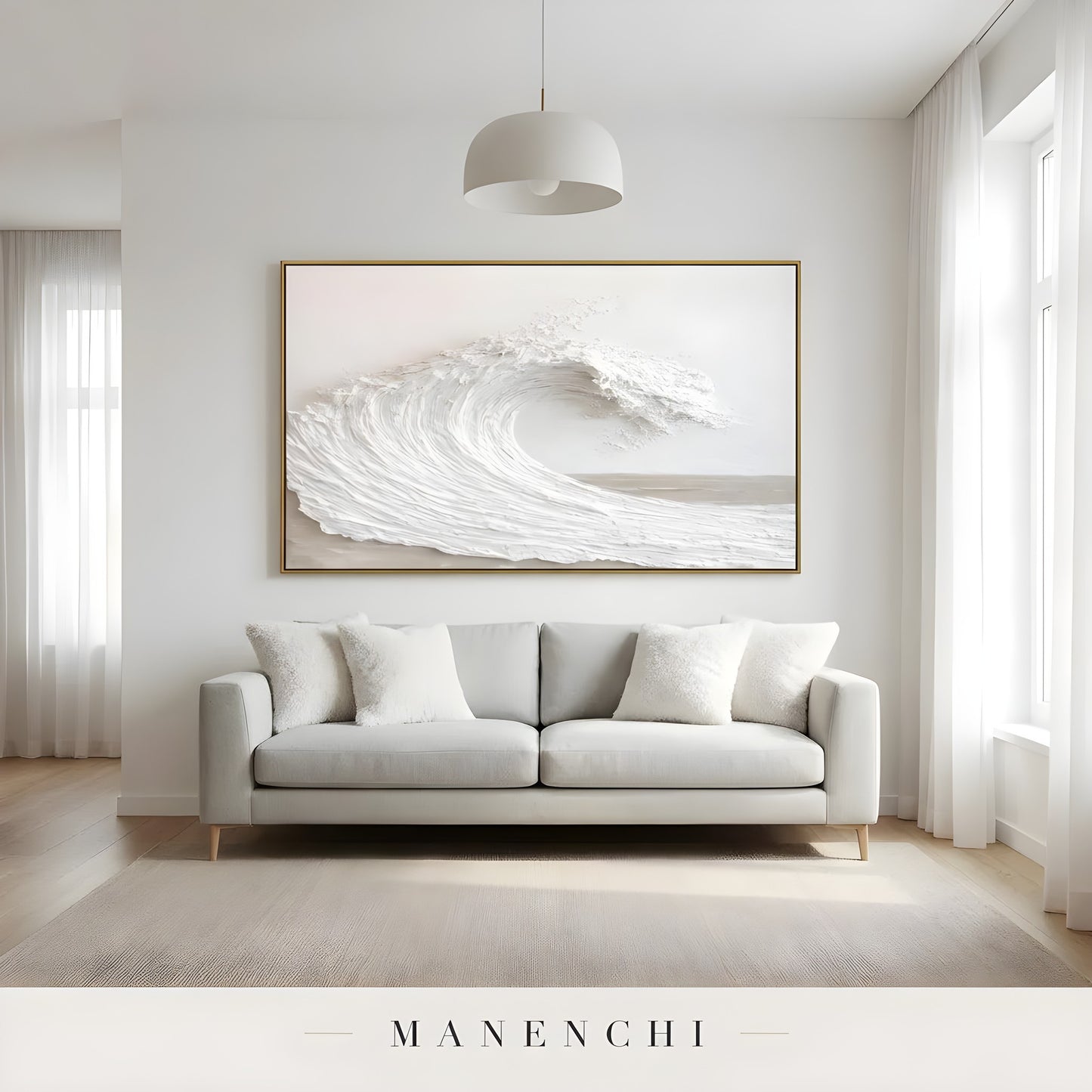 Ivory Tidal Sculpture - original hand-painted abstract painting by Manenchi