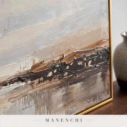 Close-up detail of the textured brushwork in Luminous Desert Solstice