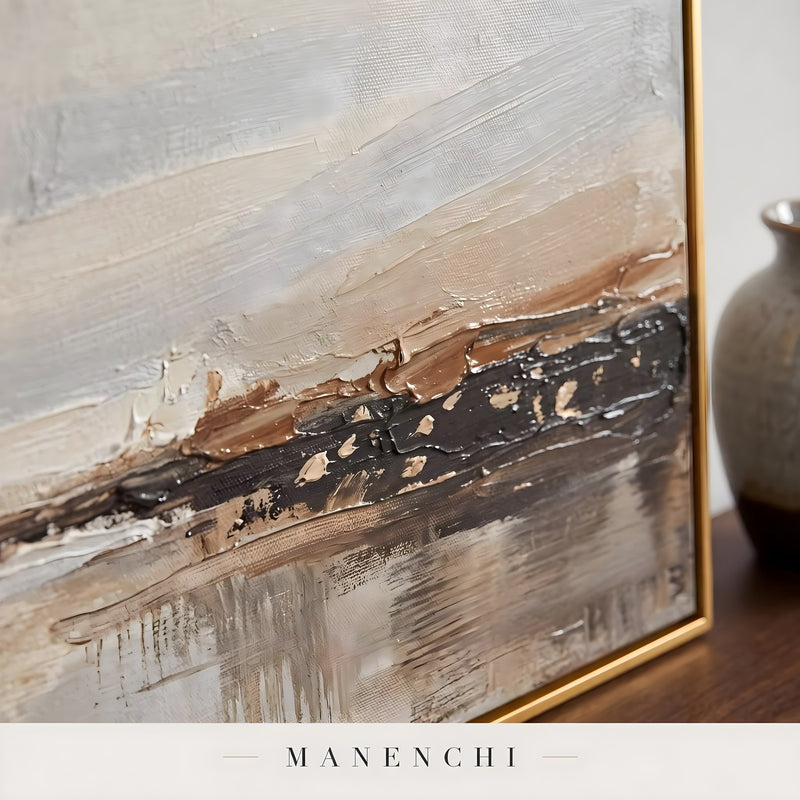 Close-up detail of the textured brushwork in Luminous Desert Solstice