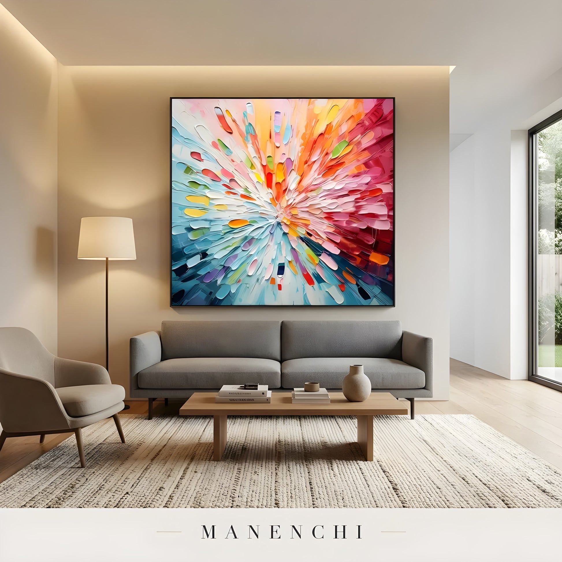Luminous Kinetic Burst - original hand-painted abstract painting by Manenchi