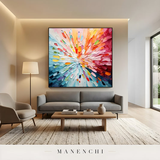Luminous Kinetic Burst - original hand-painted abstract painting by Manenchi