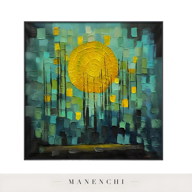Luminous Nocturnal Orb - original hand-painted abstract painting by Manenchi