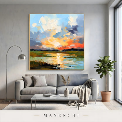 Luminous Solstice Skies - original hand-painted abstract painting by Manenchi