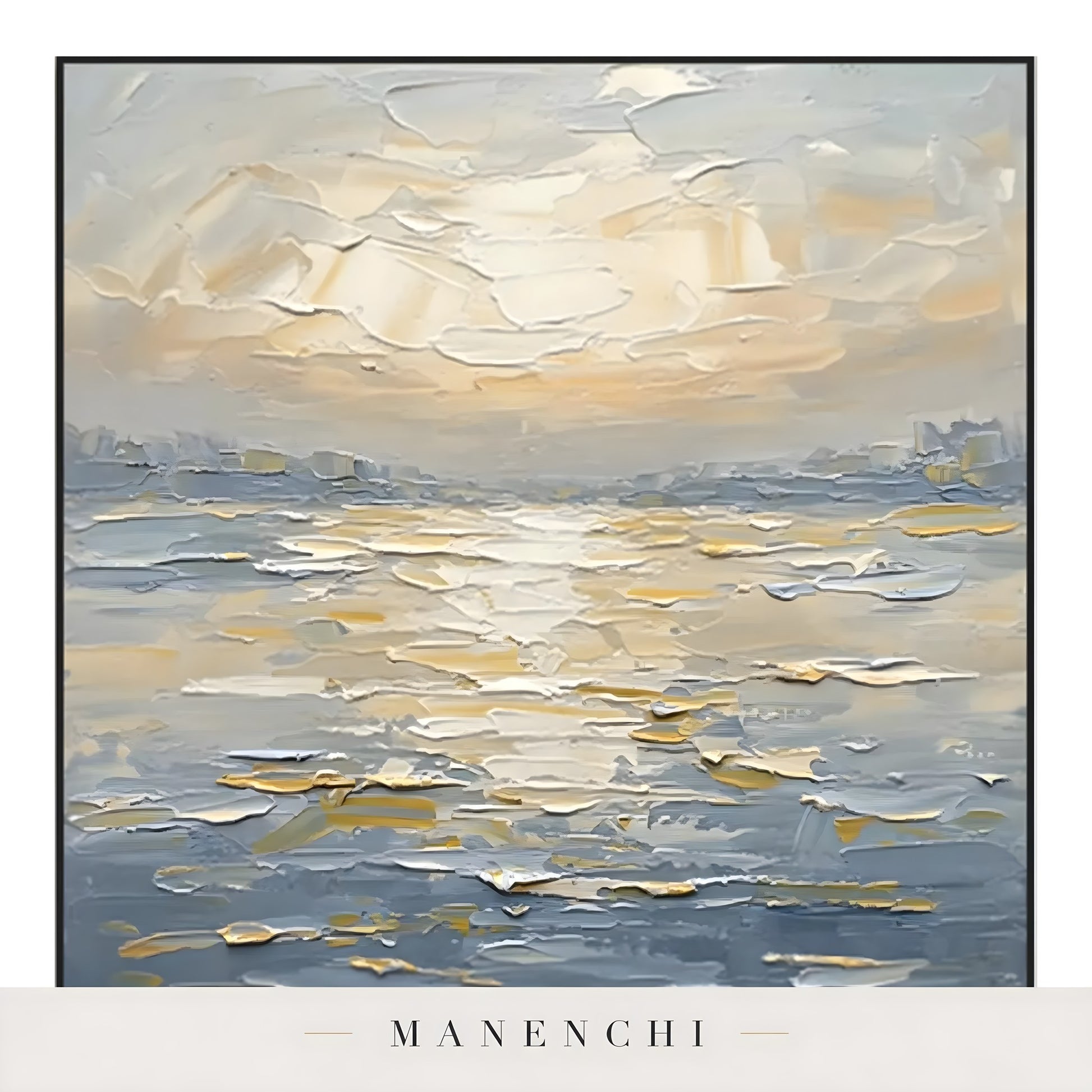 Close-up detail of the textured brushwork in Luminous Tidal Solstice