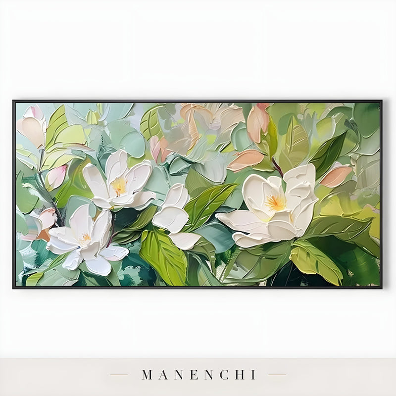 Magnolia Orchard Radiance - original hand-painted abstract painting by Manenchi