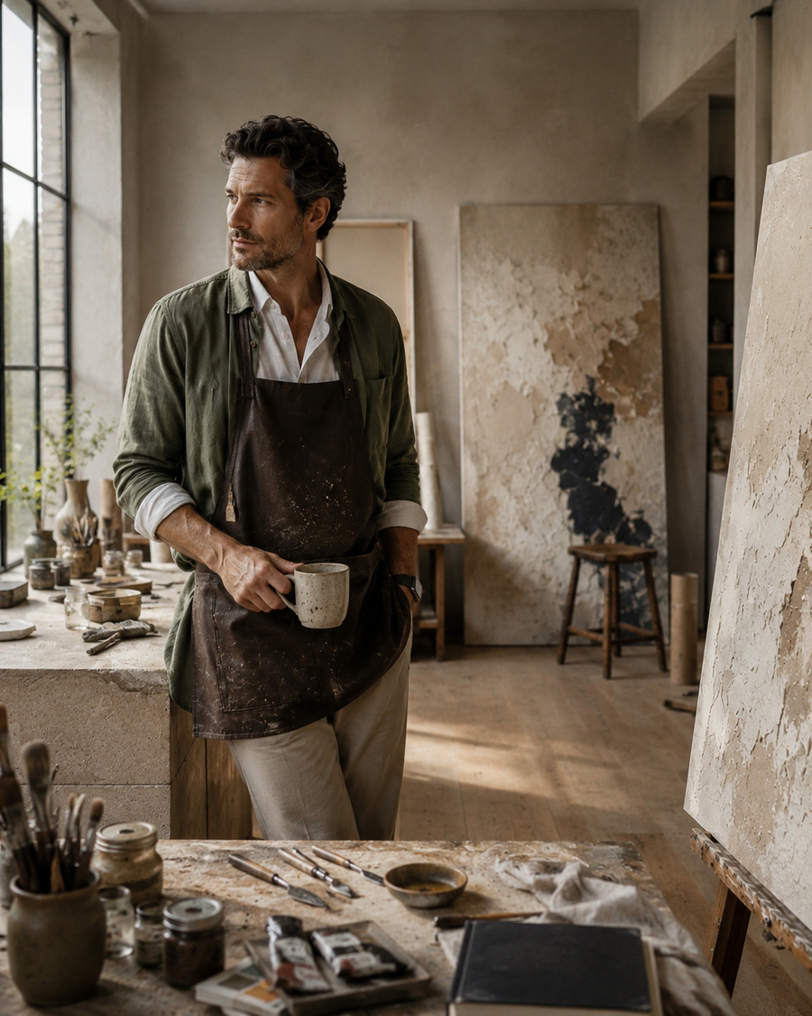 Editorial studio portrait representing the Adrian Vale creative direction at Manenchi.Adrian Vale creative direction at Manenchi.