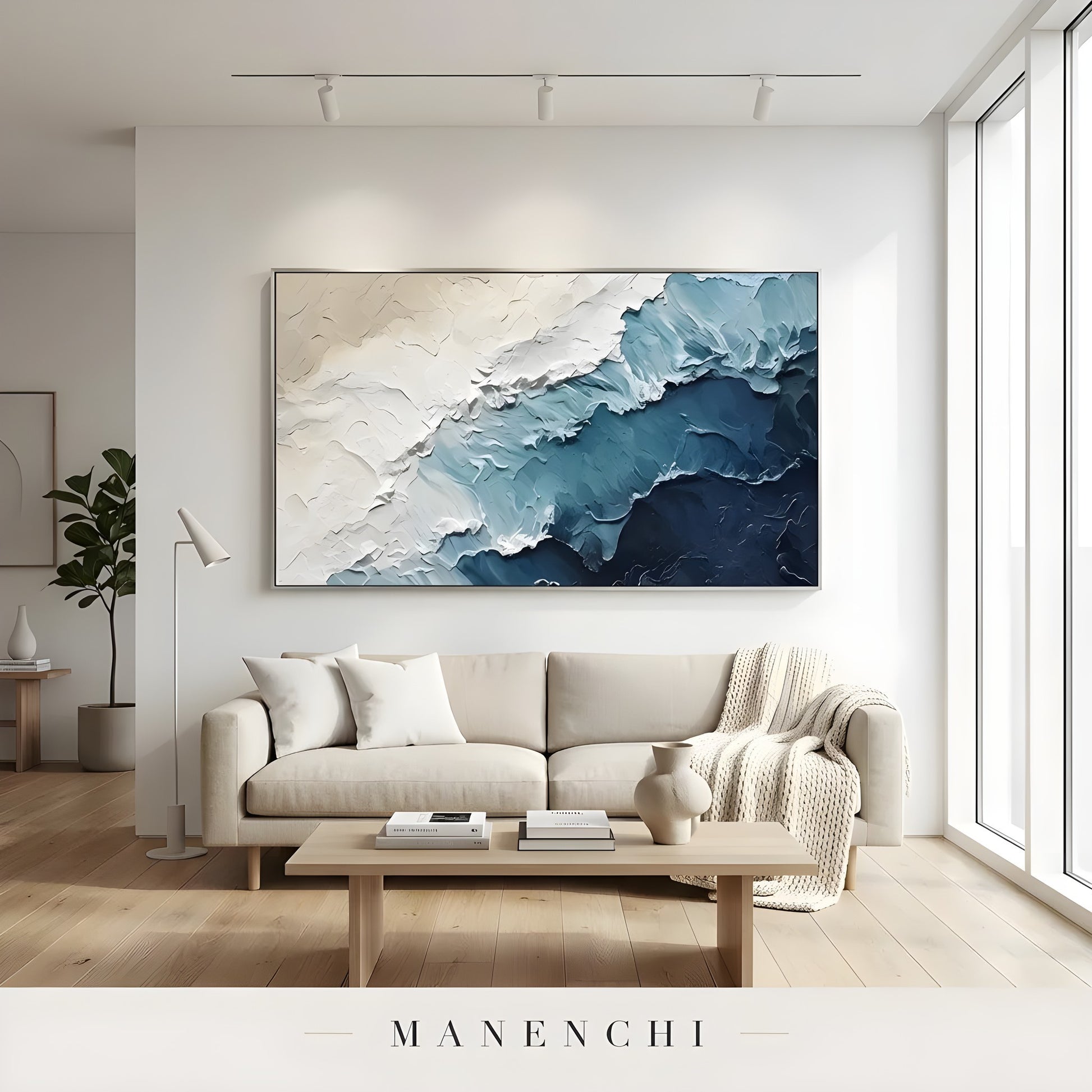 Marine Crest Abstraction abstract painting displayed in living room