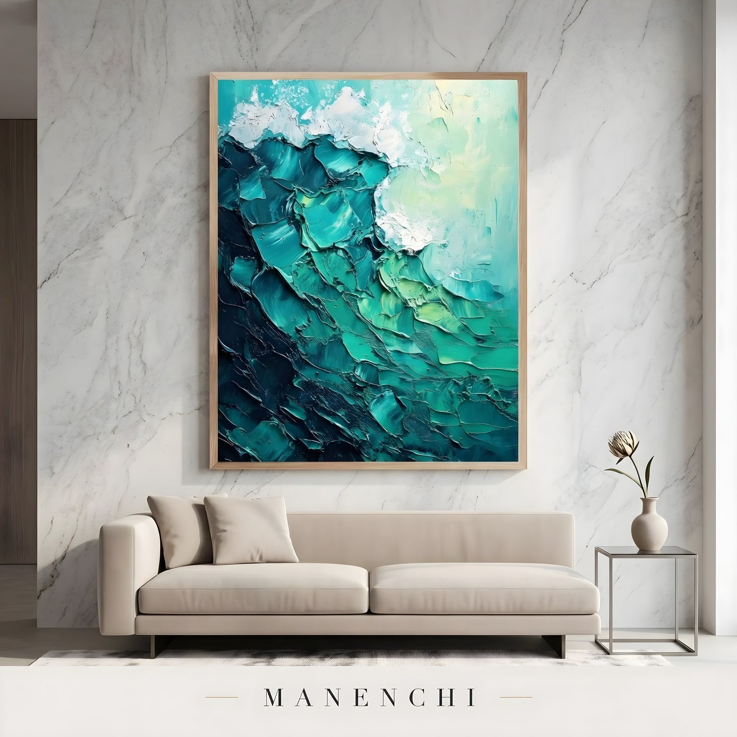 Marine Kinetic Crest - original hand-painted abstract painting by Manenchi
