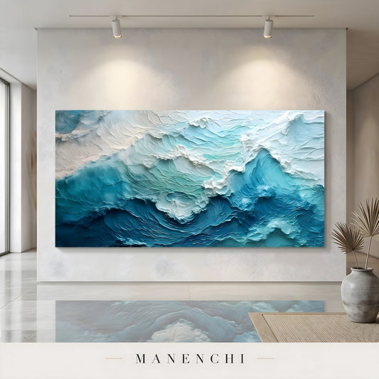 Marine Kinetic Swell abstract painting displayed in gallery wall display