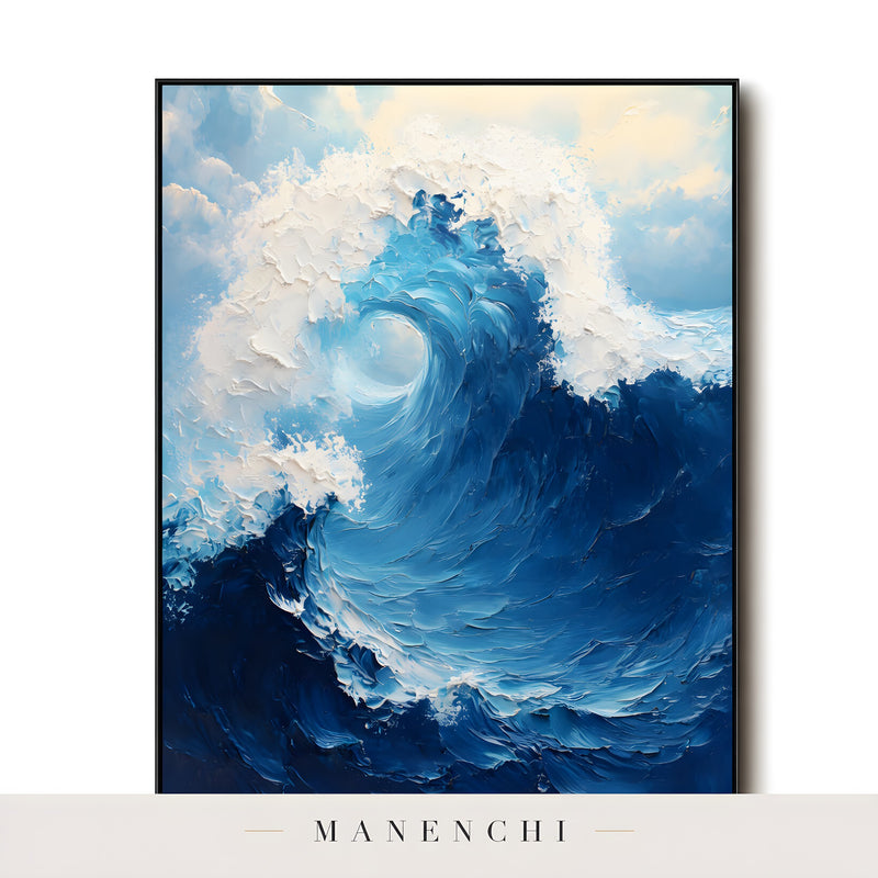 Marine Kinetic Turbulence abstract painting displayed in framed canvas print