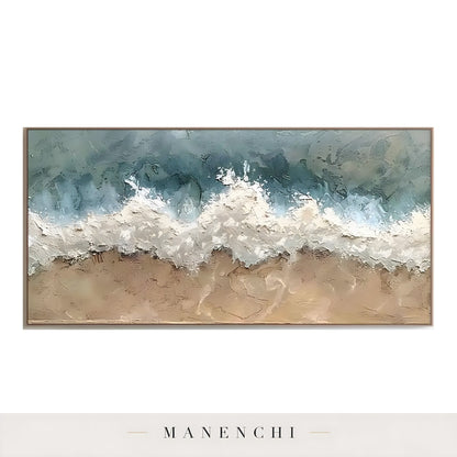 Marine Shoreline Impasto abstract painting displayed in isolated painting view