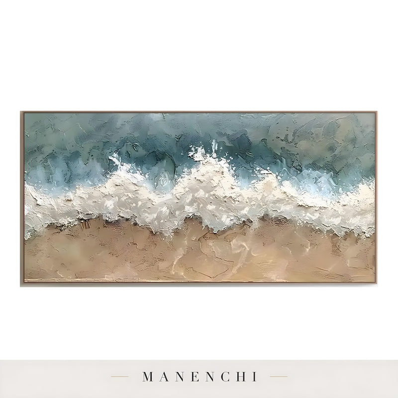 Marine Shoreline Impasto abstract painting displayed in isolated painting view