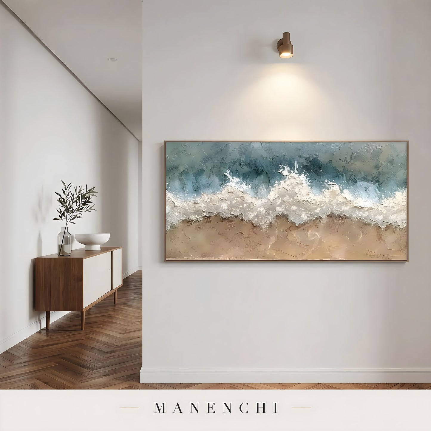 Marine Shoreline Impasto - original hand-painted abstract painting by Manenchi