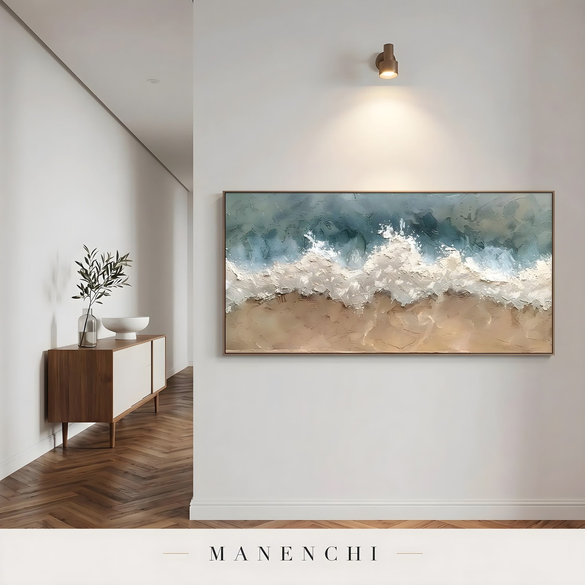 Marine Shoreline Impasto - original hand-painted abstract painting by Manenchi
