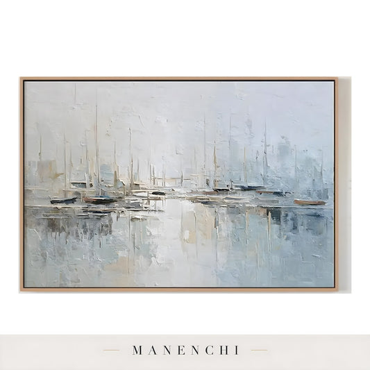 Maritime Morning Mist - original hand-painted abstract painting by Manenchi