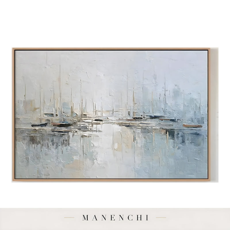 Maritime Morning Mist - original hand-painted abstract painting by Manenchi