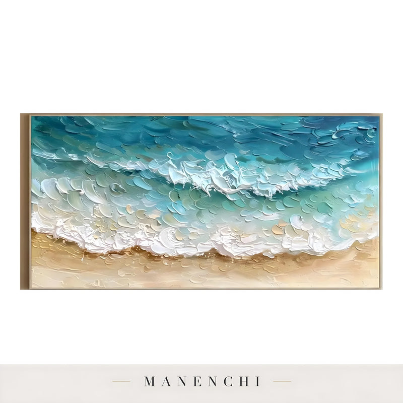 Maritime Shoreline Rhapsody abstract painting displayed in isolated canvas painting