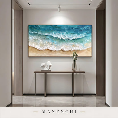 Maritime Shoreline Rhapsody - original hand-painted abstract painting by Manenchi