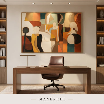 Mid-Century Geometric Resonance original hand-painted artwork by Manenchi