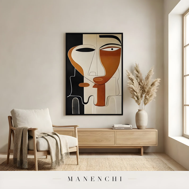 Mid-Century Cubist Persona - original hand-painted portrait by Manenchi