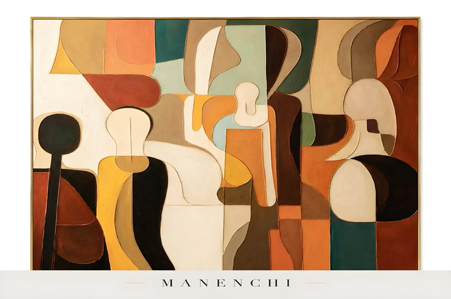 Mid-Century Geometric Resonance abstract painting displayed in original painting full view