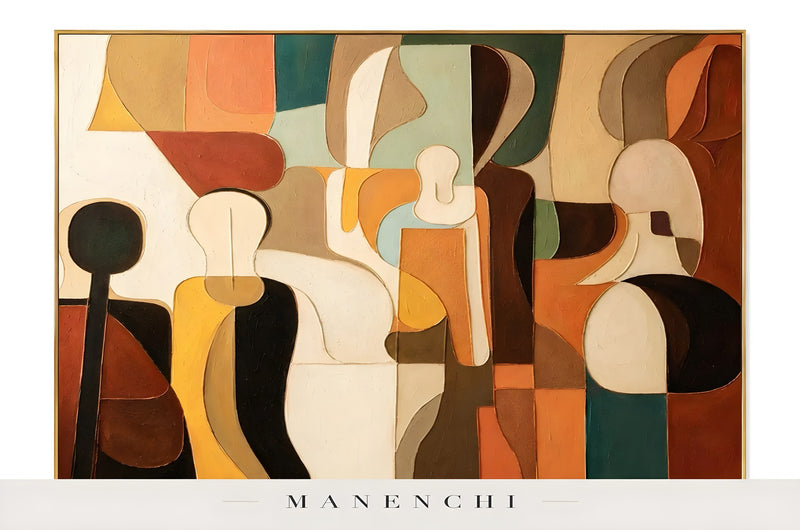 Mid-Century Geometric Resonance abstract painting displayed in original painting full view