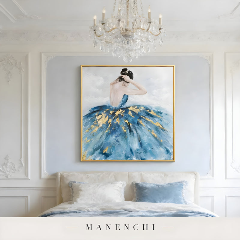 Midnight Ballerina Grace portrait displayed in bedroom wall art