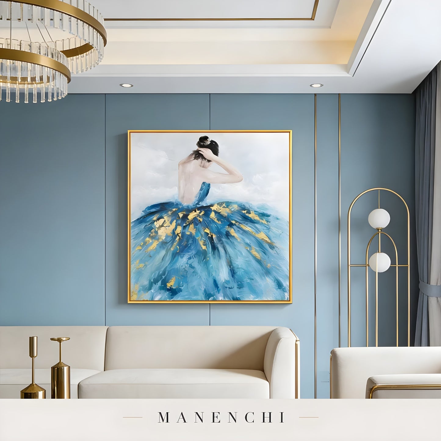 Midnight Ballerina Grace portrait displayed in living room art display