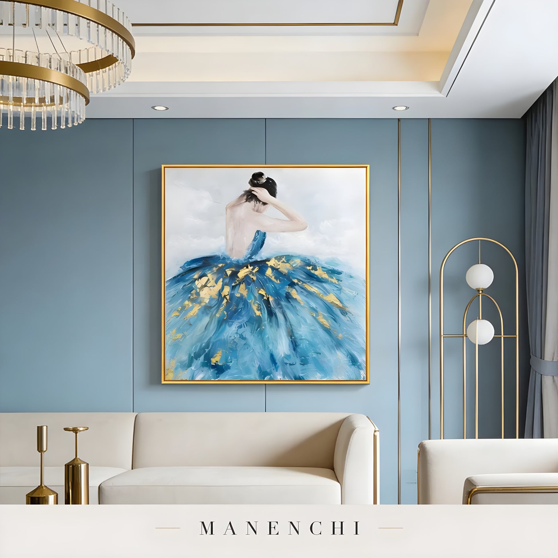 Midnight Ballerina Grace portrait displayed in living room art display