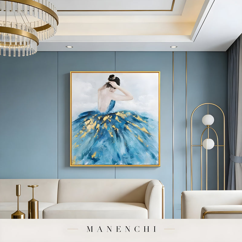 Midnight Ballerina Grace portrait displayed in living room art display